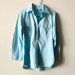 Finley Blue Murphy Relaxed Business Casual Minimalist Modern Timeless Button Up